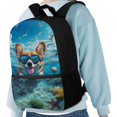 thumbnail image 4 of Uourmeti Underwater Corgi with Diving Goggles Print Polyester Backpack for Men, 17 Inch Lightweight School Backpack for Travel Shopping, 4 of 6