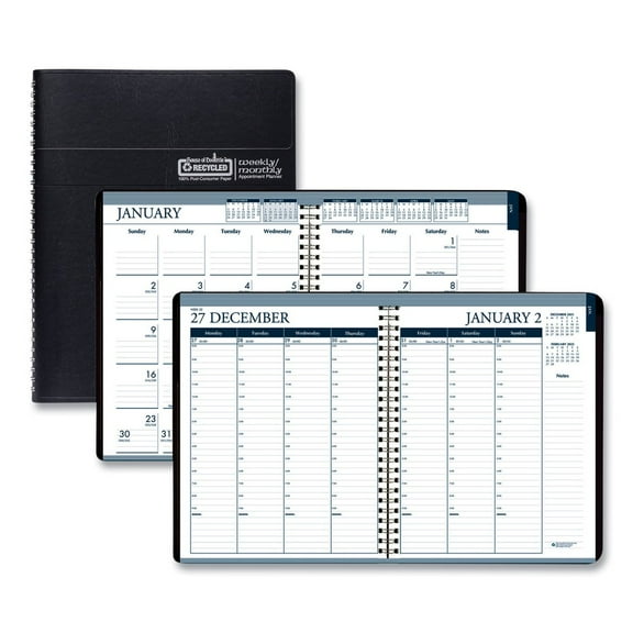 House of Doolittle 283-02 12-Month Jan to Dec 2025 11 in. x 8.5 in. Recycled Wirebound Weekly/Monthly Planner - Black Cover