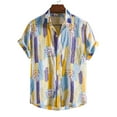 thumbnail image 6 of Mens Plus Size Shirts Clearance Hawaiian Short Sleeve Beach Shirt Patchwork Summer Casual Button Turn-down Collar Shirts, 6 of 9