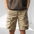 thumbnail image 2 of Sales Today YLSDY Mens Classic-Fit Cargo Shorts for Hiking Climbing Cotton Elastic Waist Multi-Pocket Summer Workout Gym Camping Shorts Khaki XXL, 2 of 8