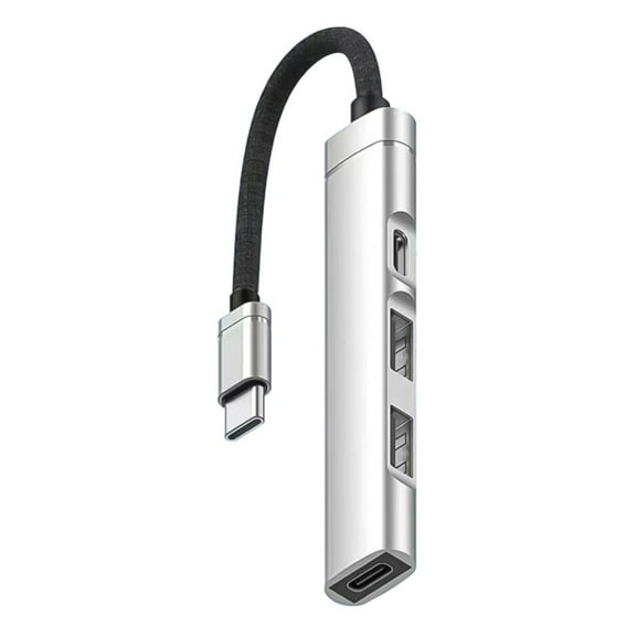 KIQ USB C Hub Splitter With 2 Port USB 3.0 and 2 Port USB C and 0.65 ft Extended Braided Cable for Laptop and Computer