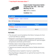 thumbnail image 2 of Engine Coolant Temperature Switch - Compatible with 1996 - 1997 Ford Mustang 3.8L V6, 2 of 2