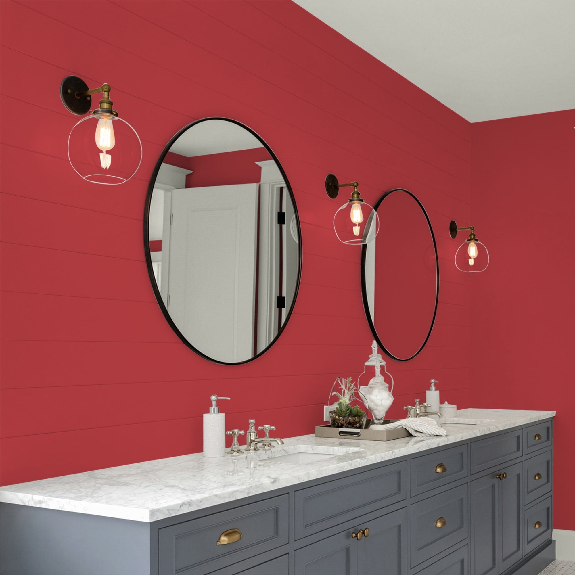 Glidden One Coat Red Gumball / Red Eggshell Interior Paint with Primer, 1 Gallon