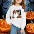 thumbnail image 1 of Chandail en Molleton Décontracté et à la Mode pour Enfants Halloween Imprimé 2D Col Rond Manches Longues Blanc, 1 of 6