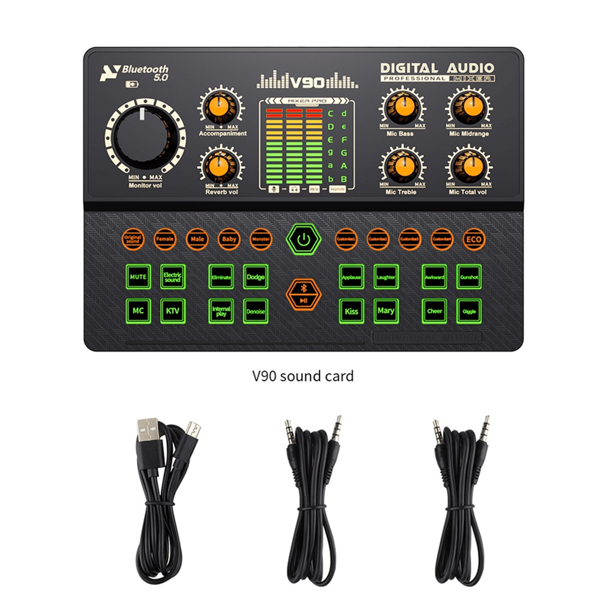 V90 Sound Card Professional Audio Condenser Mic Studio Singing Microphone for Karaoke Podcast Recording Live Streaming