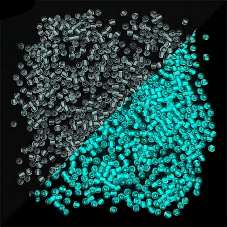 8/0 Luminous Glass Seed Beads Inside Colours Glow in the Dark Round Beads Sky Blue 3mm Hole: 1mm about 220pcs/bag