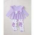 thumbnail image 4 of 12 Months Baby Girls Clothes 18 Months Girl 2 Pack Outfits Set Toddler Girl Long Sleeve Top Pants 4PCS Clothing Set Purple, 4 of 6