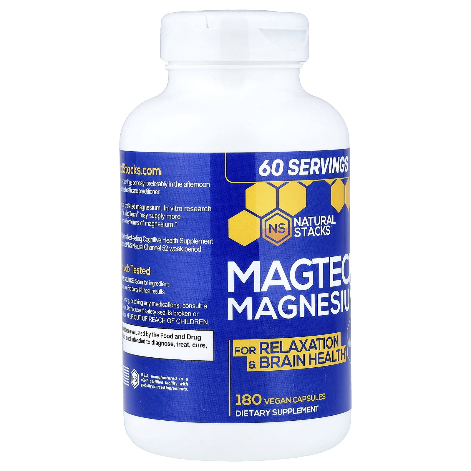Natural Stacks MagTech® Magnesium, 180 Vegan Capsules (66.6 mg per Capsule)