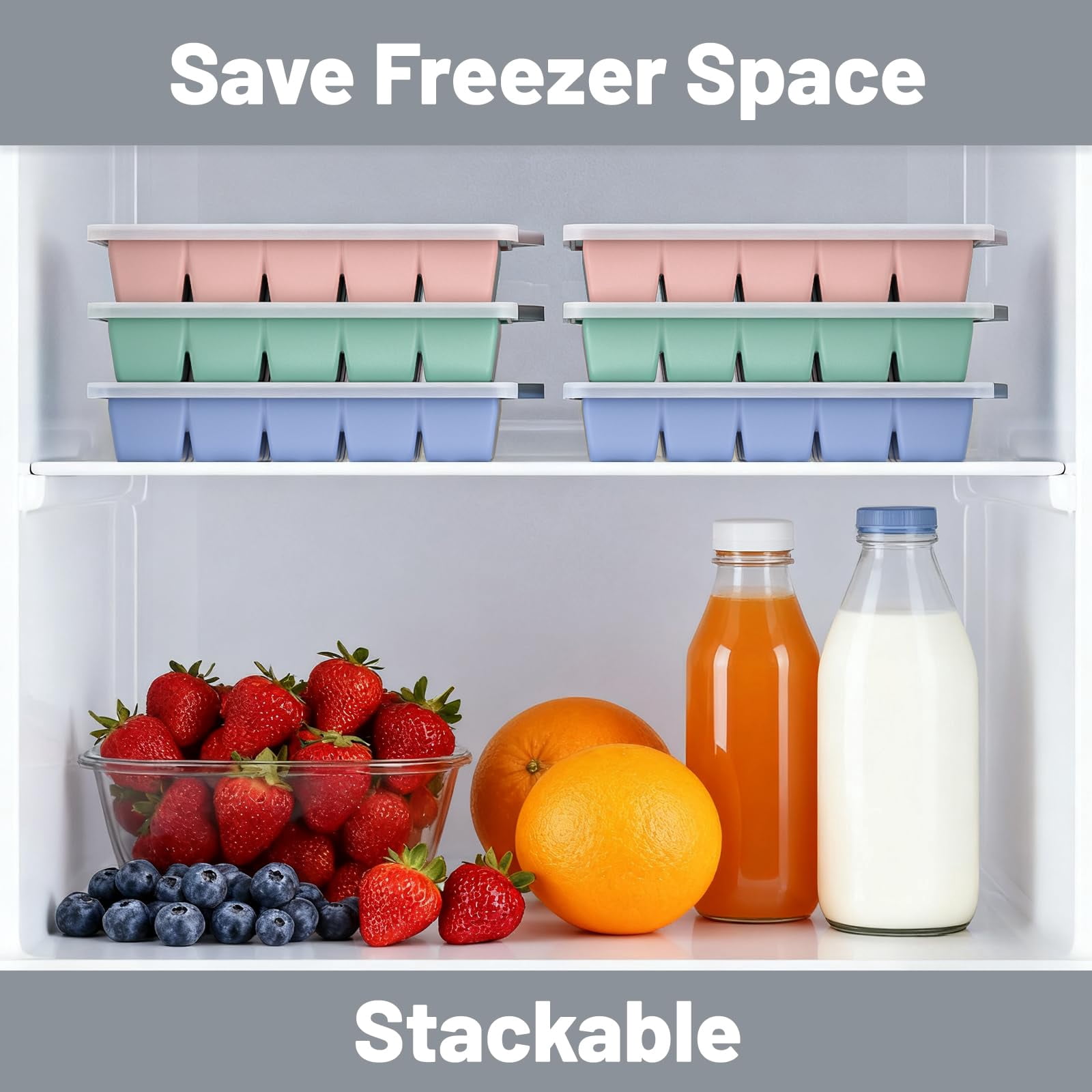 Silicone Ice Cube Tray 3 Pack - Easy Release With Lid  Bpa Free Cubes Trays For Freezer Mold Cocktail (mint+pink+blue)