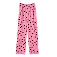 thumbnail image 4 of Girls Pants Valentine's Day Heart Graphic Wide Leg Trousers Loungewear Elatic Waisted Causal Pant with Pockets Size 4-16, 4 of 6