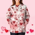 thumbnail image 3 of Women's Valentines Day Scrub Jacket Snap Front Casual Long Sleeve Holiday Scrubs Top Cute Love Heart Print Nurse Working Uniforms, 3 of 3