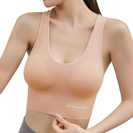 nsendm Female Underwear Adult Scoop Back Sports Bra Vest No Back Ring  Indoor Yoga Blouse Bra Steel Running Women's Outdoor Top Woman  Fitness(Wine, M) 