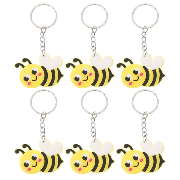 GOOHOCHY 6 Pcs Bee Key Chain Pendant Decorations Small Bumble Purses Child Yellow