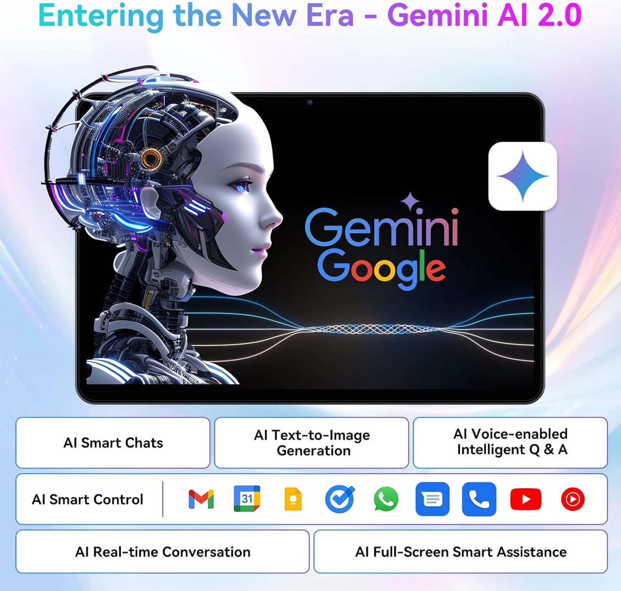 TABWEE AI Tablet Android 16 Tablets T80, 10.5 inch Tablet with HD+IPS Display, 12GB RAM+128GB ROM, 2TB TF, Gemini AI 2.0, GPS, 5G WiFi, 2.0GHz CPU ,5MP Camera, 6000mAh, GMS Certified, Gray