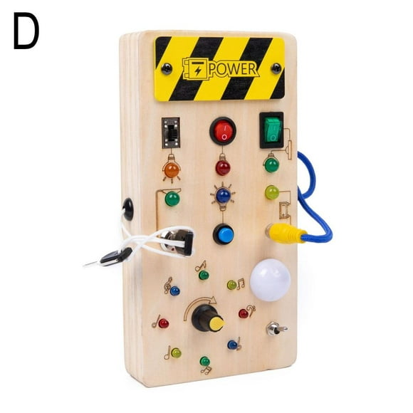 Montessori Busy Board Light Switch Toy Wooden Sensory Toys For Toddlers Activity Panel Buttons Wires Switch Board Box T4X4