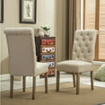 thumbnail image 6 of Roundhill Furniture Habit Solid Wood Tufted Parsons Dining Chair, Tan, Set of 2, 6 of 9