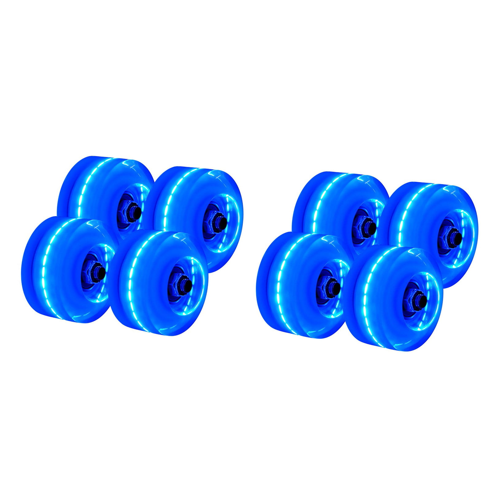 4PCS Luminous Light Up Quad Roller Skate Wheels W/ BankRoll Bearings Installed 