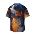 thumbnail image 6 of Lsque Cosmic Dog Starry Night print Men's Cuban Collar Short Sleeve Shirt Summer Beachwear Casual Button Down Fashionable Vacation Leisure Shirt-3X-Large, 6 of 7