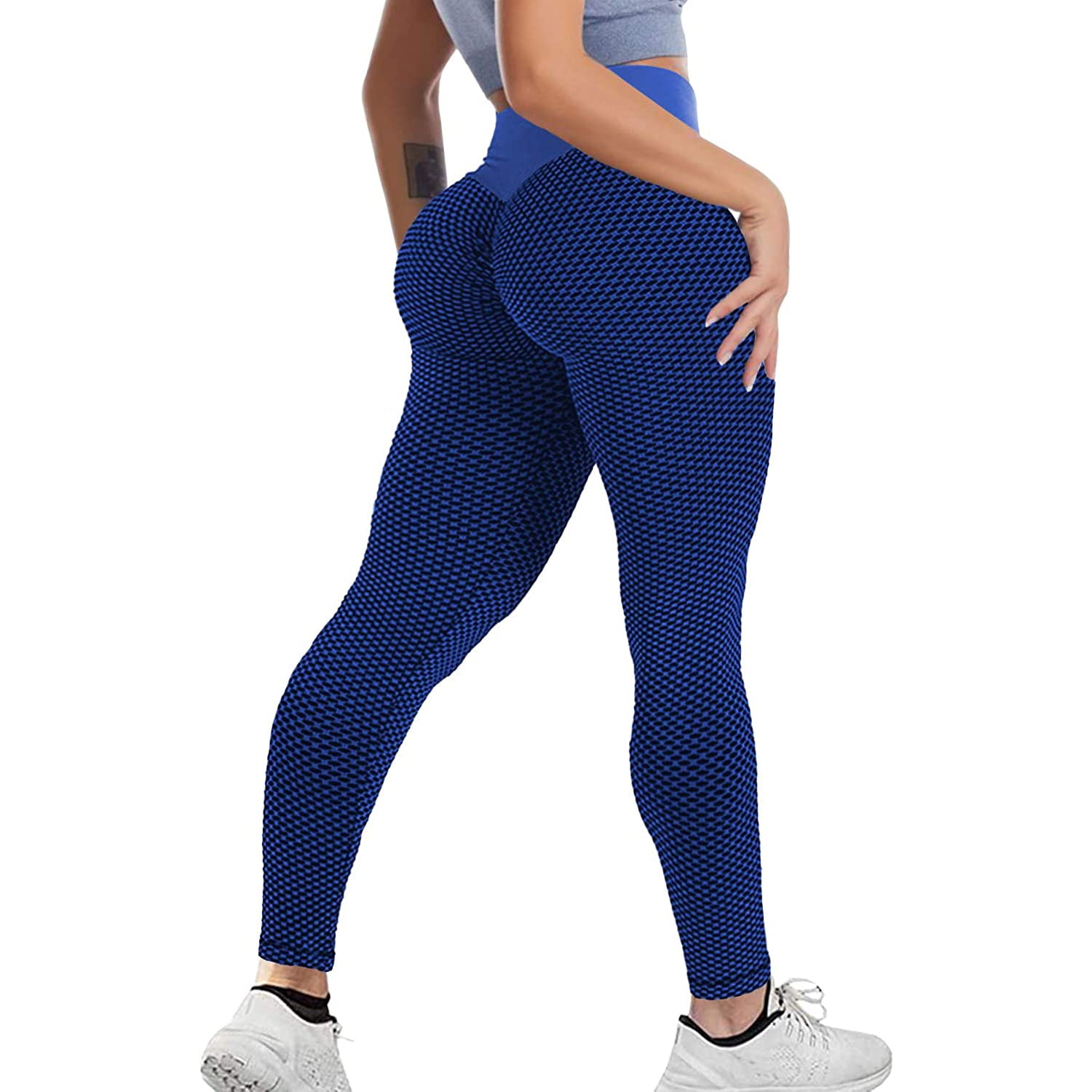 High Waist Yoga Pants for Women Tummy Control Stretch Yoga Leggings Workout Running Butt Lift Textured Tights 