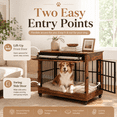 thumbnail image 3 of Aukfa 38.6-Inch Large Dog Crate Furniture, Indoor Dog Kennel Decorative Pet Cage End Table, Lift-Up Door, Curtain & Wheels,Brown, 3 of 8