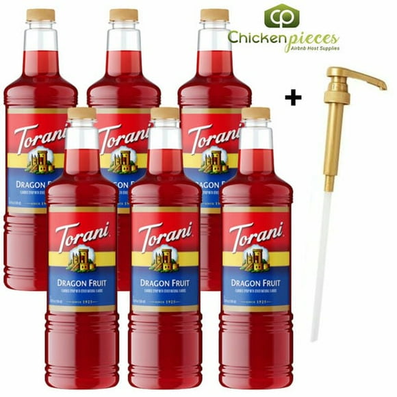Torani Dragon Fruit Flavoring Plastic Bottle Syrup 1L + Bonus Squeeze Pump