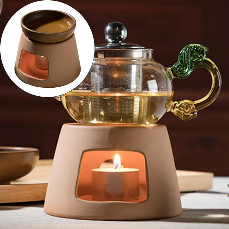 Teapot Warmer, Retro Heating Ceramic Tea Set with Candle, Warmer Tea Teapot  Stand for Kitchen Single furnace cup