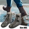 thumbnail image 3 of Unique Bargains 1 Pair Unisex Waterproof Reusable Rain Shoe Covers Ankle high top Boots Non-Slip Dark Brown Size XXXL, 3 of 6