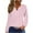 Pink, variant on JSheng Women's Solid Button Top Summer Breathable Loose Casual V-neck 3/4 Sleeves Top