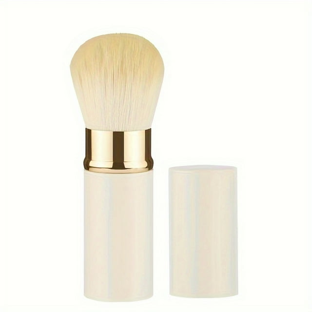 LNGOOR 1pc Mini Retractable Makeup Brush - Versatile Powder Blusher & Liquid applicator - Aluminum Handle Travel-Ready Multi-Functional Beauty Tool for Flawless On-The-Go Makeup