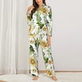 thumbnail image 3 of Junzan Watercolor Bright Sunflowers Print Womens Pajama Sets,Long Sleeve Button Down For Women Pjs 2 Piece, 3 of 9