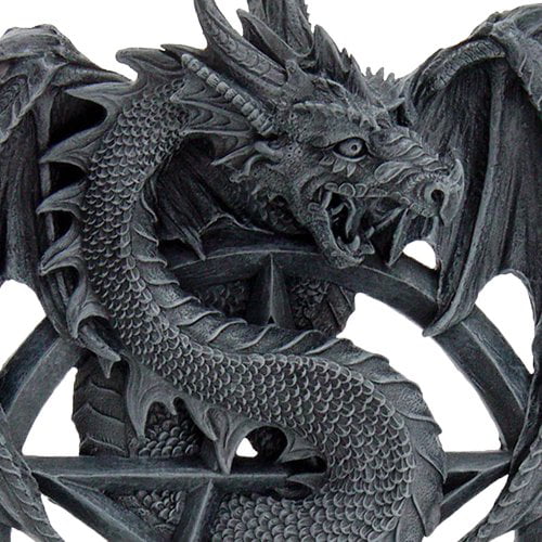 Gothic Medieval Dragon Plaque Guarding Prized Pentacle Wall Sculpture New 