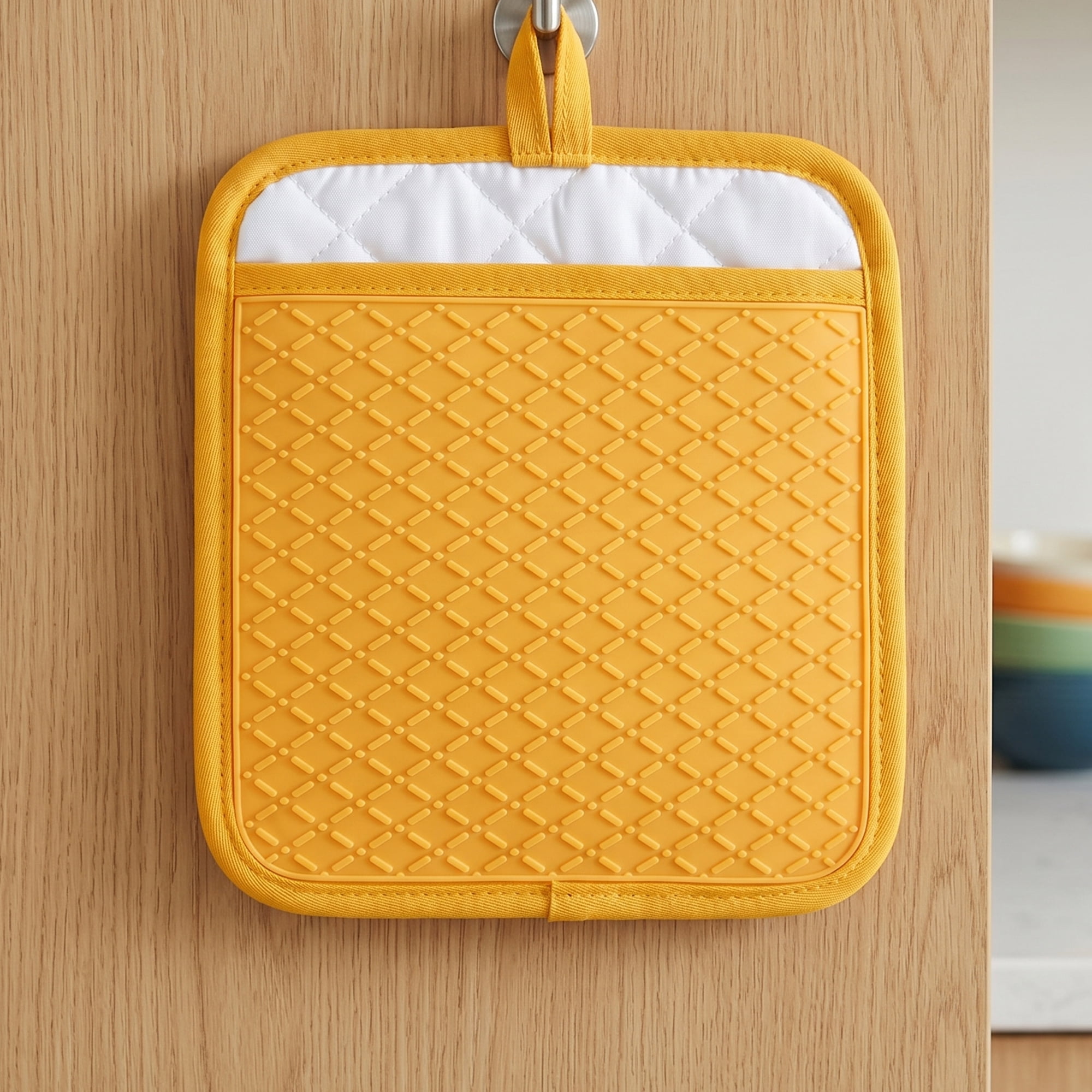 Unique Bargains Pot Holders Heat Resistant Non Slip Hot Pad for Cooking Yellow 7.9" x 7.9"