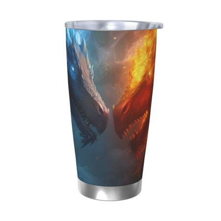

Logiee Red And Blue Fire Dragon E Print 20OZ Car Cup with Lid Stainless Steel Vacuum Insulated Double Wall Travel Tumbler Durable Insulated Coffee Mug Thermal Cup with Straw-Without Straw