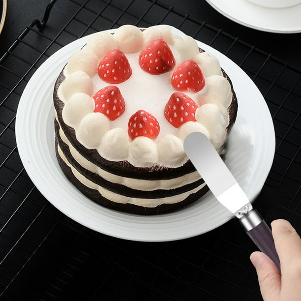 Espátula con hoja angular | Espátula de acero inoxidable para glaseado y masa | Herramienta para decorar pasteles con mango de madera para glaseado y dar forma a pasteles | 1 pieza