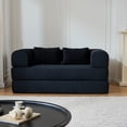 thumbnail image 4 of 59" Convertible Sleeper Sofa Bed with Pillow, Corduroy Folding Mattress Couch, Floor Sofa Lounge with Fixed-Shape Frame for Living Room Apartment, Black, 4 of 10