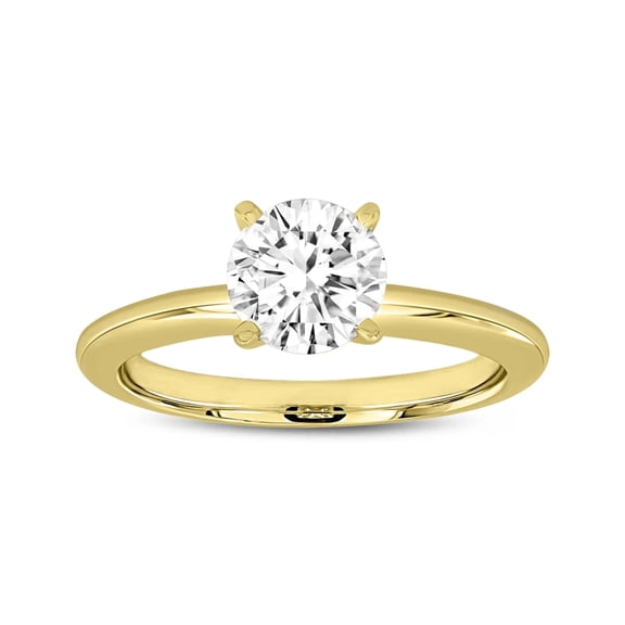 LuvMyJewelry Sabine 14K Yellow Gold Round Cut Lab Grown Diamond Solitaire Engagement Ring - 2 Ct