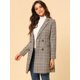 thumbnail image 3 of Abrigo Tipo Gabardina A Cuadros Con Solapa Con Muesca Y Doble Botonadura Para Mujer Marrón XL, 3 of 6