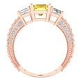 thumbnail image 4 of 3.61 ct Emerald Cut Simulated Yellow Diamond 3 Stone 18K Rose Gold Womens Engagement Ring, 4 of 5