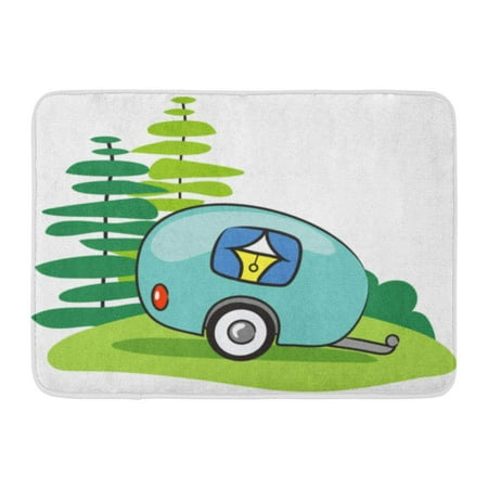 Vintage Just Hitched - KDAGR Green Trailer Happy Camper Vintage Cute Family Hitch Pine Doormat Floor Rug Bath Mat 23.6x15.7 inch