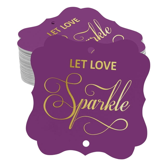 Inkdotpot Étiquettes Suspendues en Forme de Support en Papier Doré Véritable Let Love Sparkle pour Mariage Lot de 50