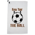 thumbnail image 1 of Keep Your Eye On the Ball - Soccer - Popular Saying Golf Towel with Carabiner Clip, 1 of 5