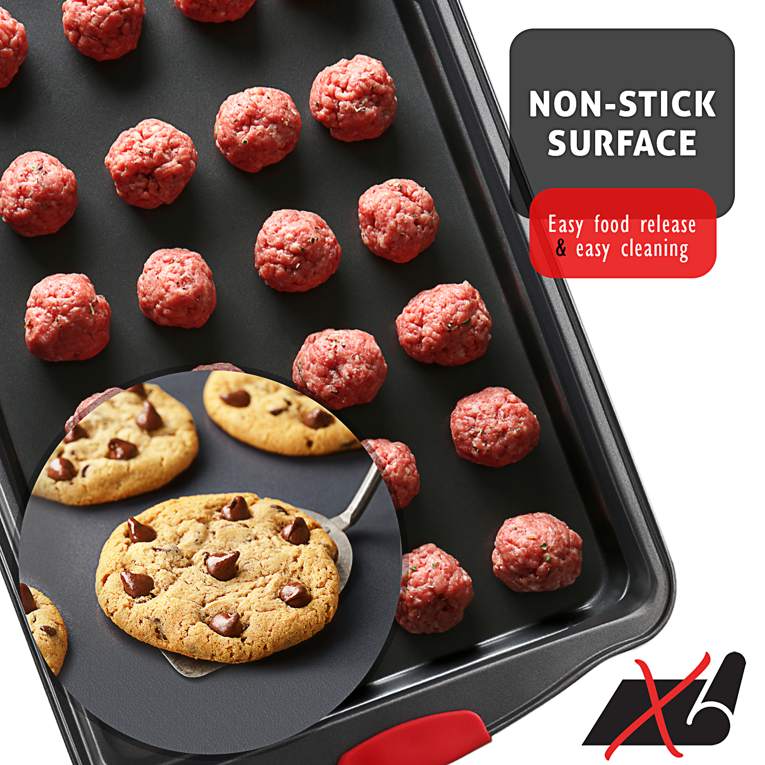 Joytable 3-Piece Nonstick Baking Sheet Set, Black photo 6