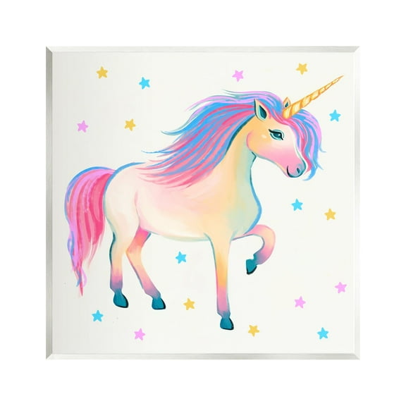 Stupell Industries Pastel Unicorn & Stars Fairy Tales & Fantasy Painting Unframed Art Print Wall Art, 12 x 12