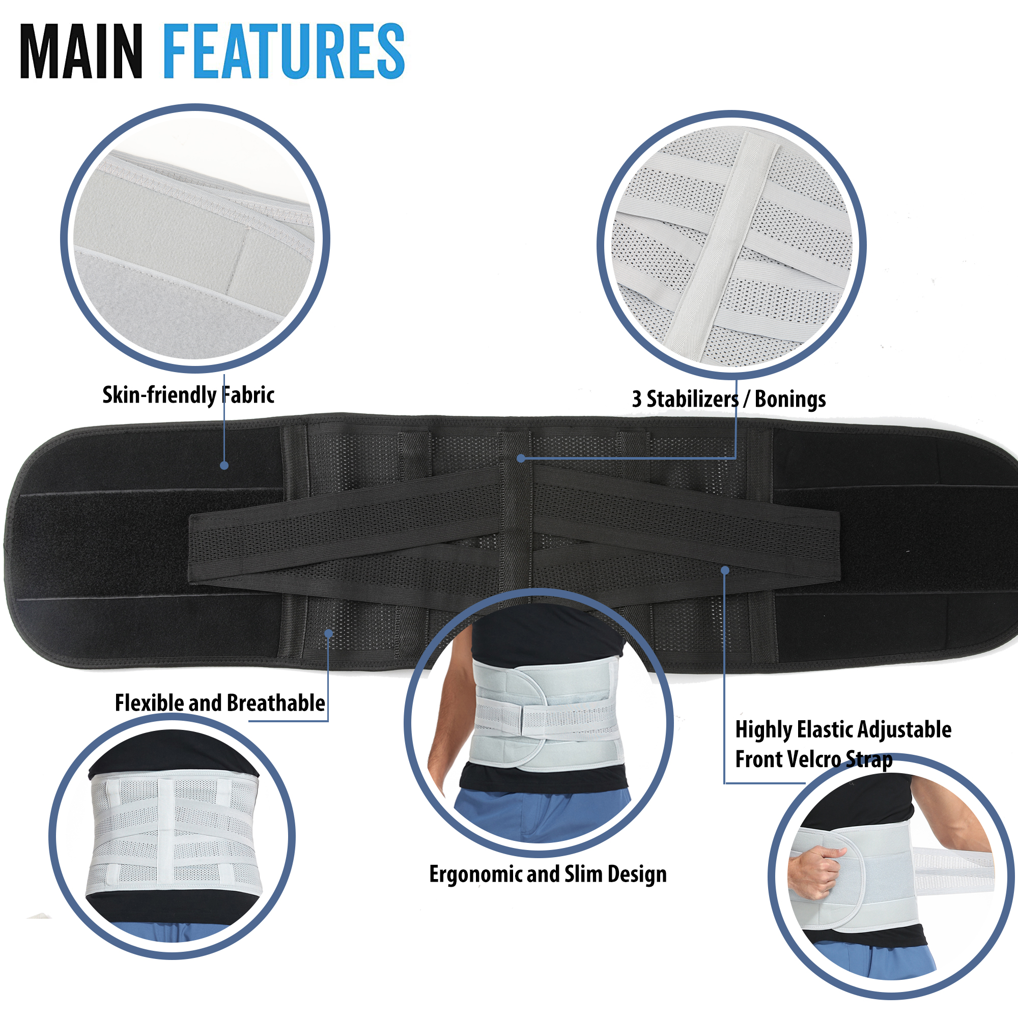 Lumbar Support Belt with Adjustable Pulley Compression System | Sciatica, Spinal Stenosis | PDAC L0626 / L0641 3XL