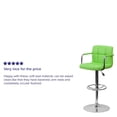 thumbnail image 2 of 2 Pk. Contemporary Green Quilted Vinyl Adjustable Height Barstool with Arms and Chrome Base, 2 of 9