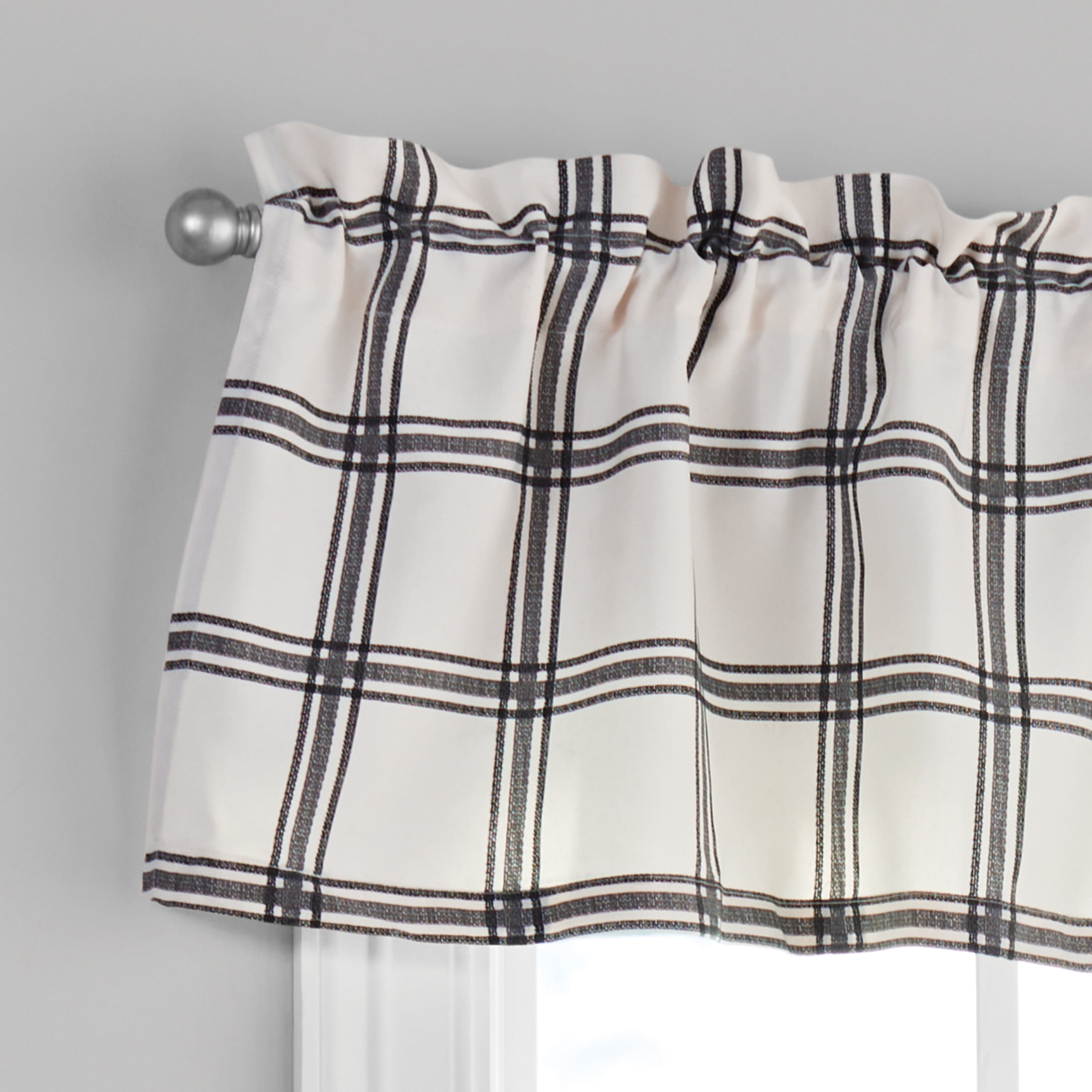 Mainstays Printed Tiers and Valance Set, 3-Piece, Black, 56 in x 36 in