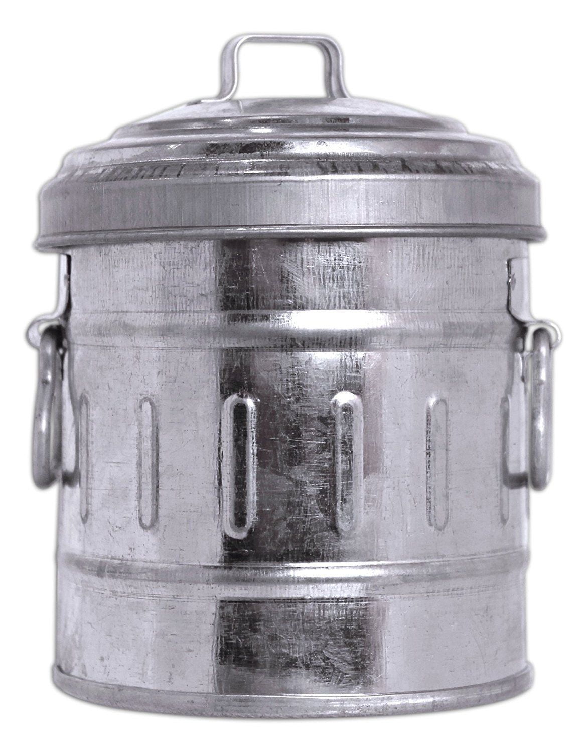 Galvanized Tin Desktop GARBAGE CAN with Lid VintageLook, 4" Tall, by