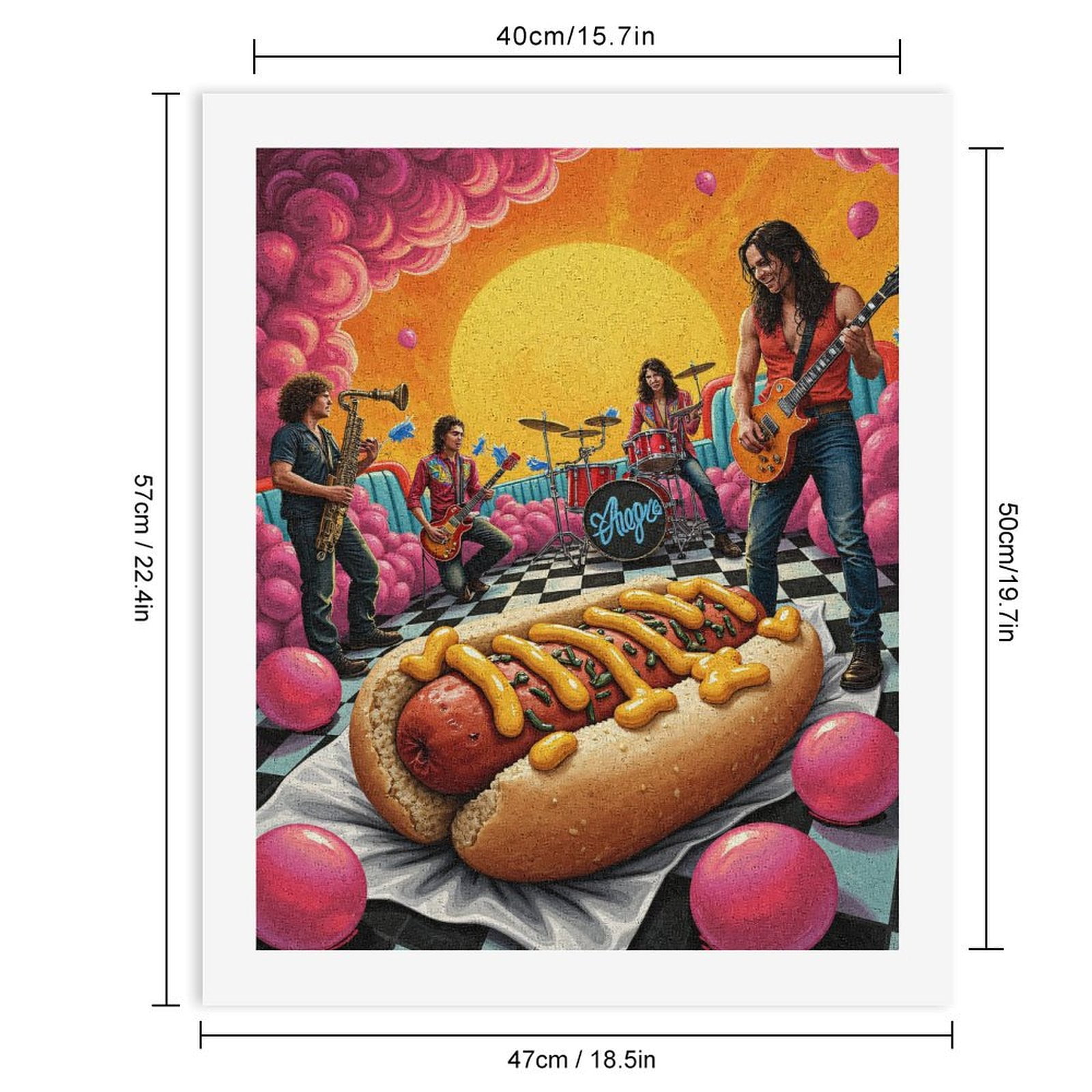 Paint by Numbers Kit for Adults, Rock Band Surreal Hotdog Reverie Paint by Numbers, Easy Paint by Numbers Kit for Adults Beginner, DIY Adult Paint by Number Kits on Canvas, 12x16in Home Decor