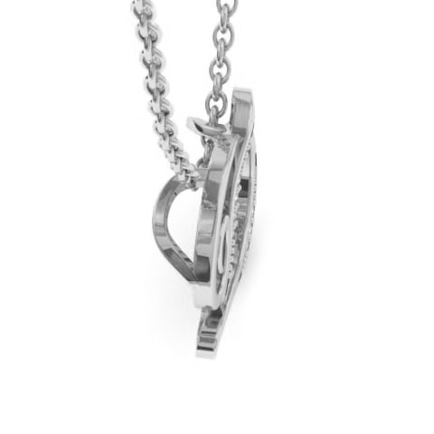 SuperJeweler D Initial Necklace in White Gold With 7 Diamonds, Serif Style, With Free 18 inch Cable Chain, for Women