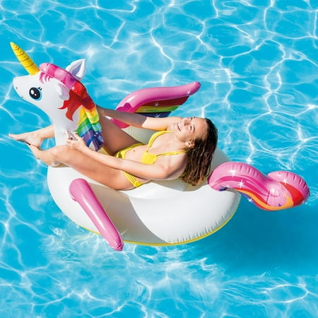 Intex Unicorn Ride-On for Swimming Pools, 1 Pack (Best Hairstyles For Swimming)